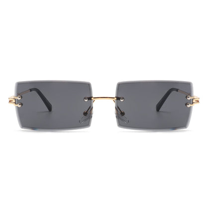 Tyriel - Classic Rimless Retro Rectangle Tinted Fashion Sunglasses-5