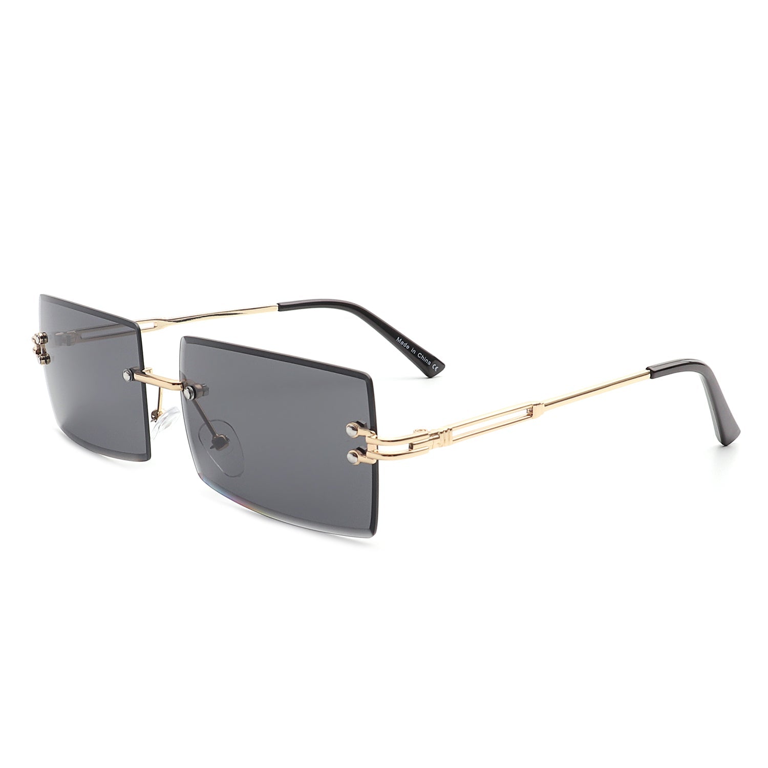 Tyriel - Classic Rimless Retro Rectangle Tinted Fashion Sunglasses-4