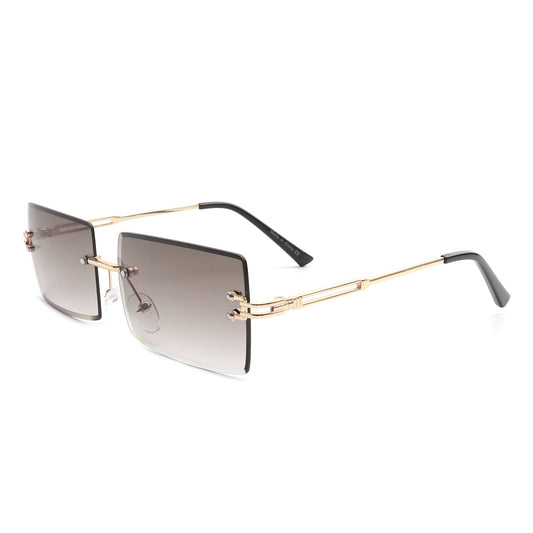 Tyriel - Classic Rimless Retro Rectangle Tinted Fashion Sunglasses-0