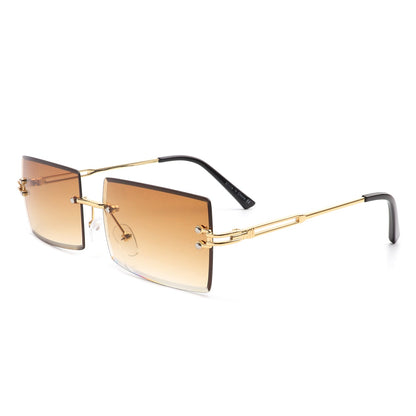 Tyriel - Classic Rimless Retro Rectangle Tinted Fashion Sunglasses-2