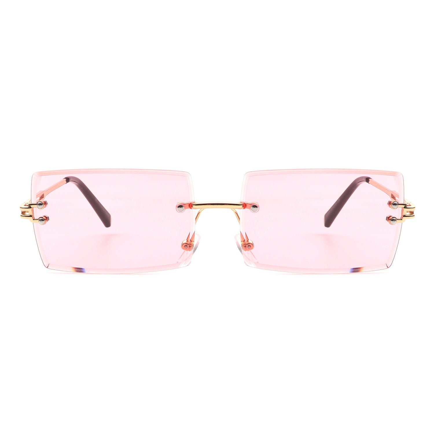 Tyriel - Classic Rimless Retro Rectangle Tinted Fashion Sunglasses-7