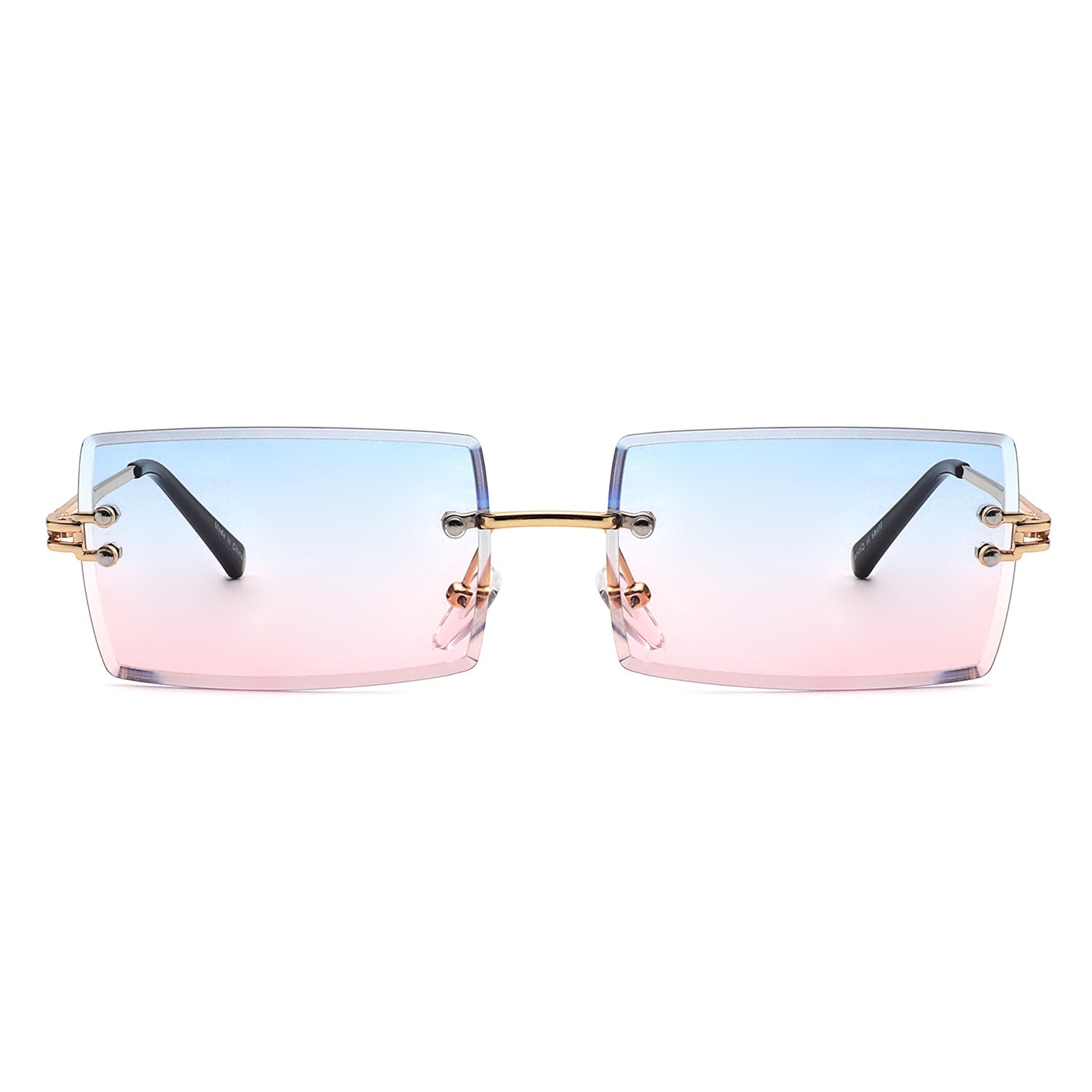 Tyriel - Classic Rimless Retro Rectangle Tinted Fashion Sunglasses-9