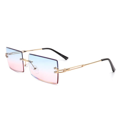 Tyriel - Classic Rimless Retro Rectangle Tinted Fashion Sunglasses-8