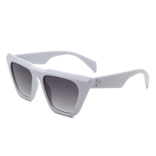 Lyra - Square Retro Oversize Flat Top Fashion Cat Eye Sunglasses-0