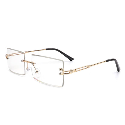 Tyriel - Classic Rimless Retro Rectangle Tinted Fashion Sunglasses-12