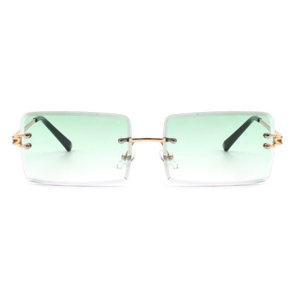 Tyriel - Classic Rimless Retro Rectangle Tinted Fashion Sunglasses-11