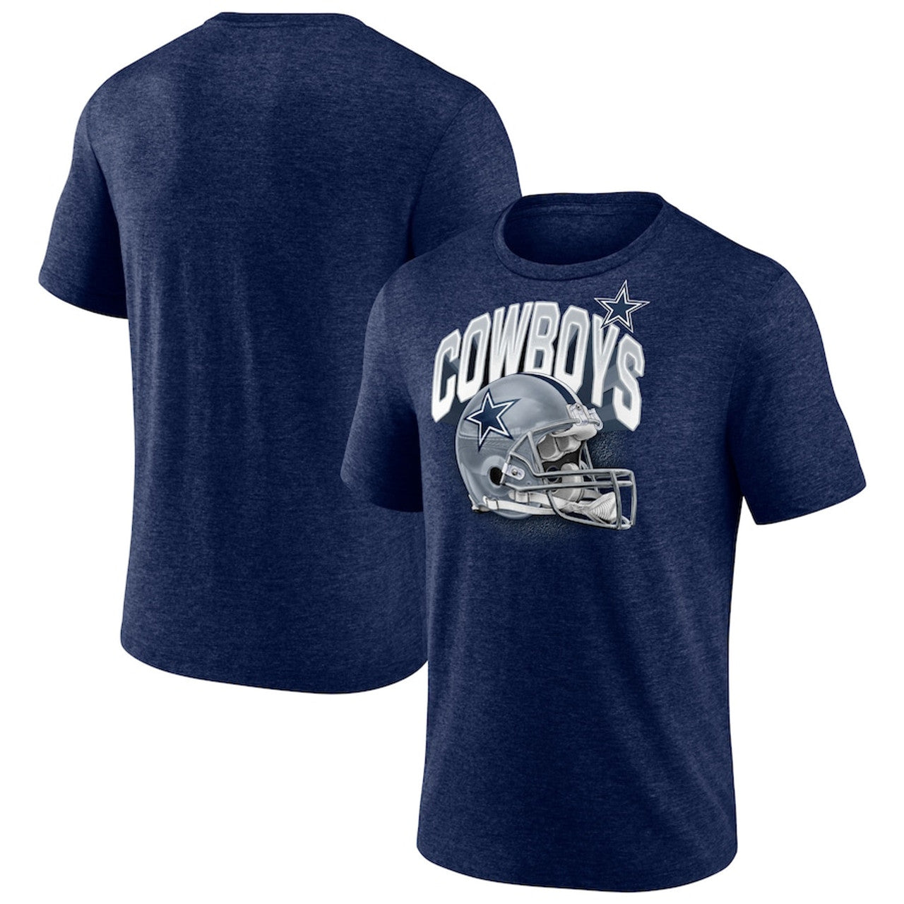 Fanatics Branded Dallas Cowboys Men's Heathered Gray/Royal Weekend Tri-Blend Raglan Long Sleeve T-Shirt - Small