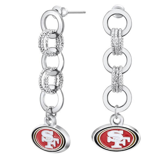 NFL San Francisco 49ers Circle Links Post Earrings