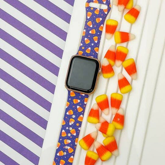 Candy Corn Printed Silicone Smart Watch Band