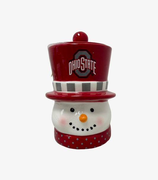 Ohio State Buckeyes Ceramic Snowman Candle