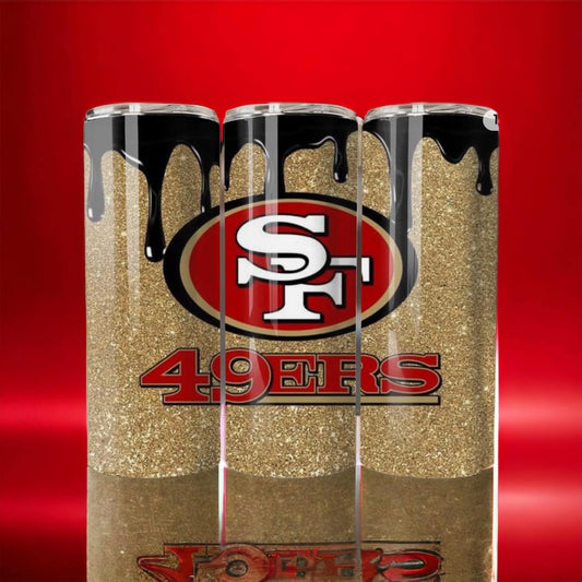 San Francisco 49ers Glitter Drip 20 oz Tumbler
