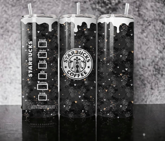 Black and White Drip Starbucks 20 oz Tumbler