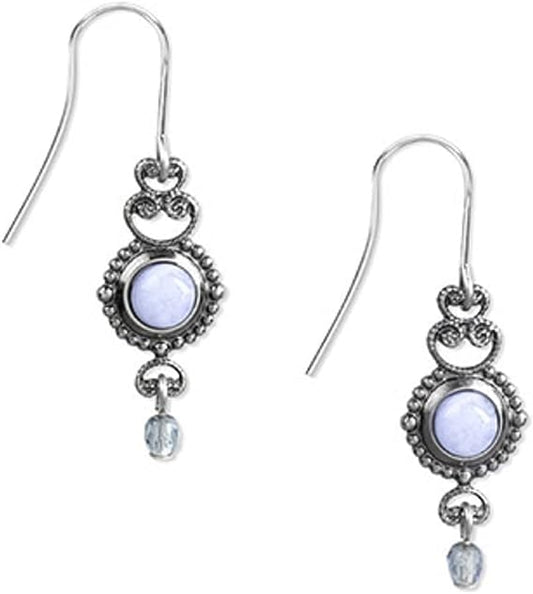 Silver Forest Blue Lace Agate Earrings