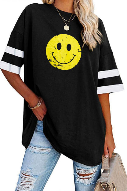 Half Sleeved Round Neck Smiley Cotton Tunic Top