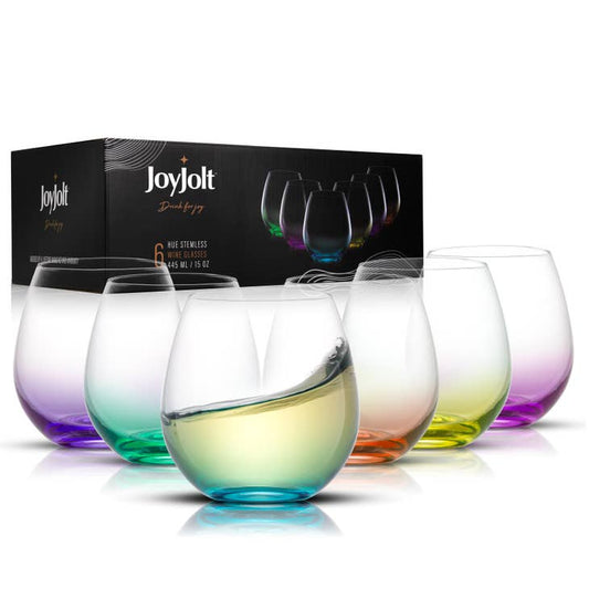 Hue Stemless Colored Wine Glasses, Set of 6