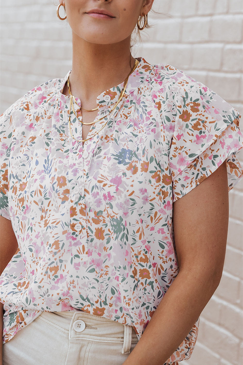 Lilian Floral Mandarin Collar Top-6