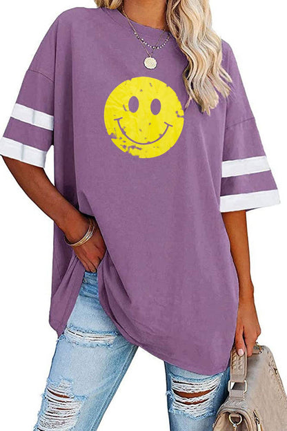 Half Sleeved Round Neck Smiley Cotton Tunic Top