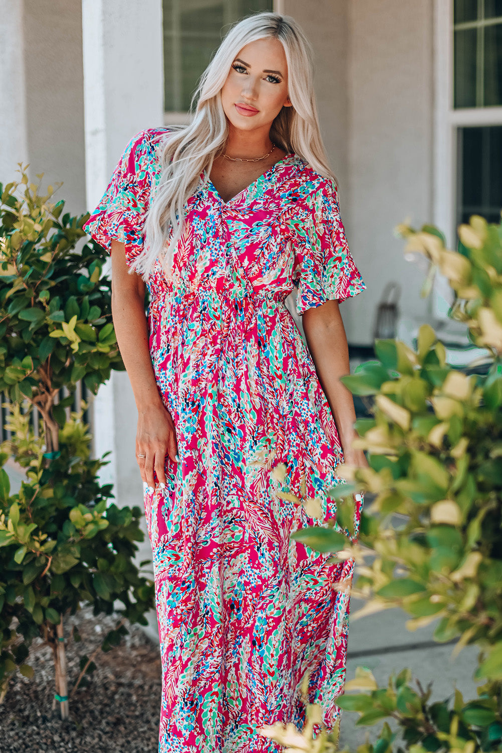 Mara V Neck Floral Dress-3