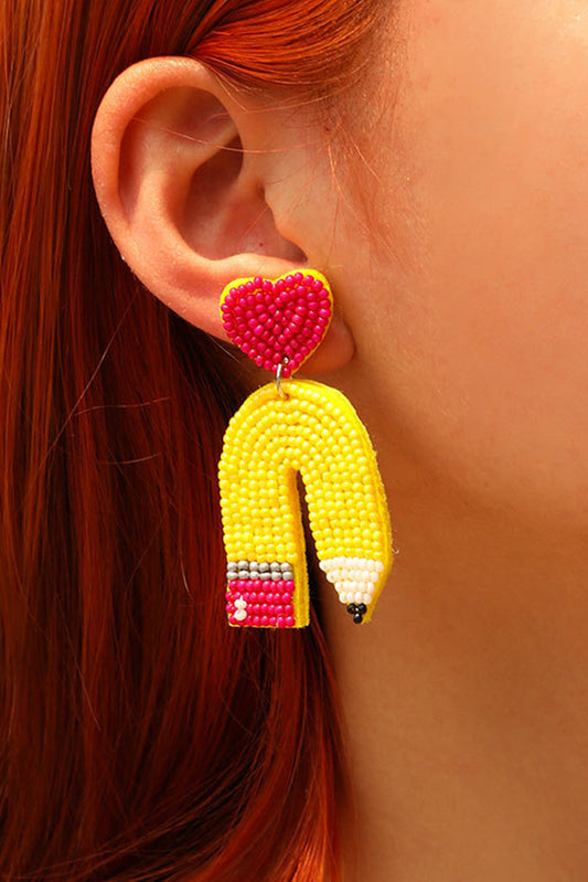 Yellow Heart Pencil Earrings-0