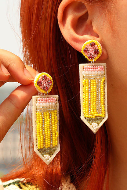 Yellow Teacher Pencil Earrings-1