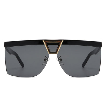 Starview - Oversized Half Frame Tinted Square Sunglasses-2