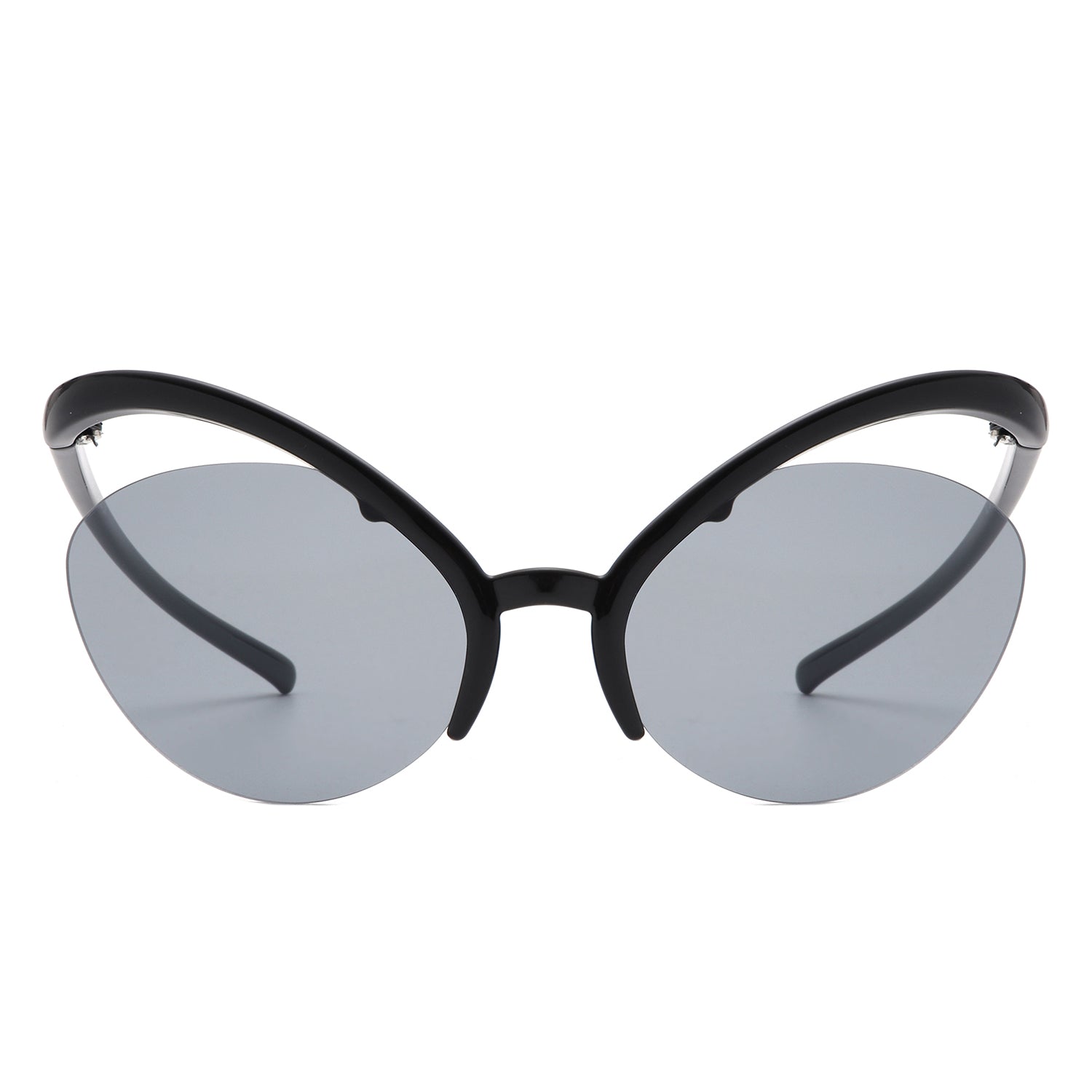 Astrein - Rimless Futuristic Oval Irregular Fashion Cat Eye Sunglasses-3