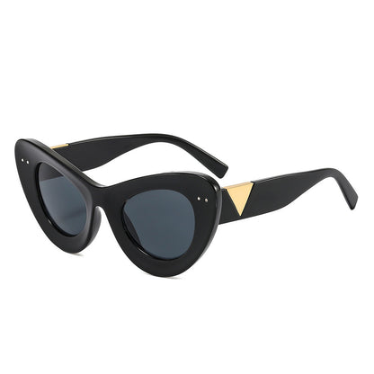 Luminara - Women Fashion Retro Round Cat Eye Sunglasses-3