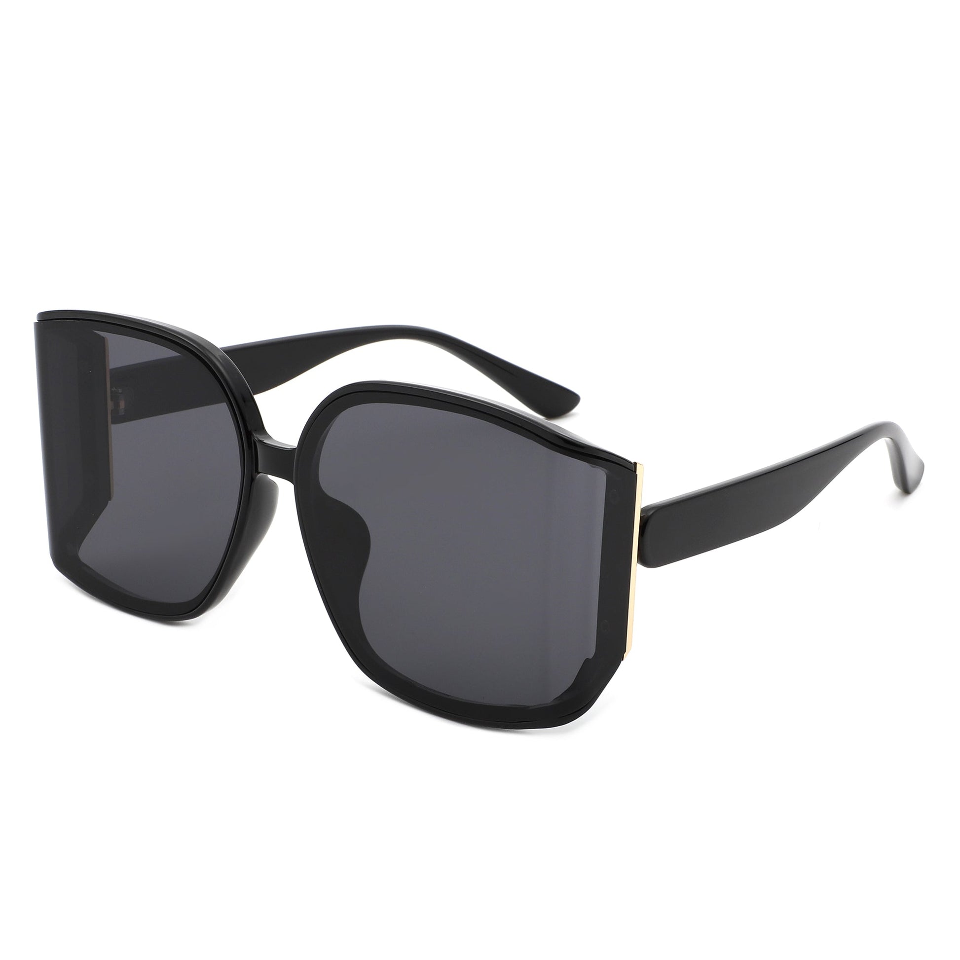 Jolt - Oversized Butterfly Square Curved Lens Sunglasses-2