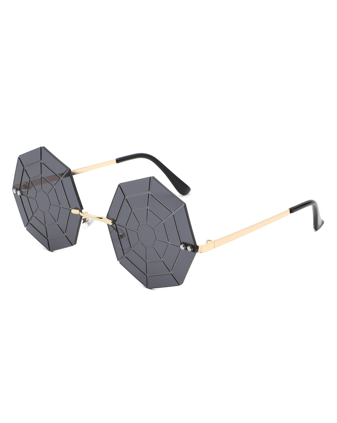 Vaelin - Cramilo Geometric Spider Web Tinted Colored Sunglasses - Round Frame Unisex Sun Glasses - UVA & UVB Protection Polycarbonate Lens Eyewear-0