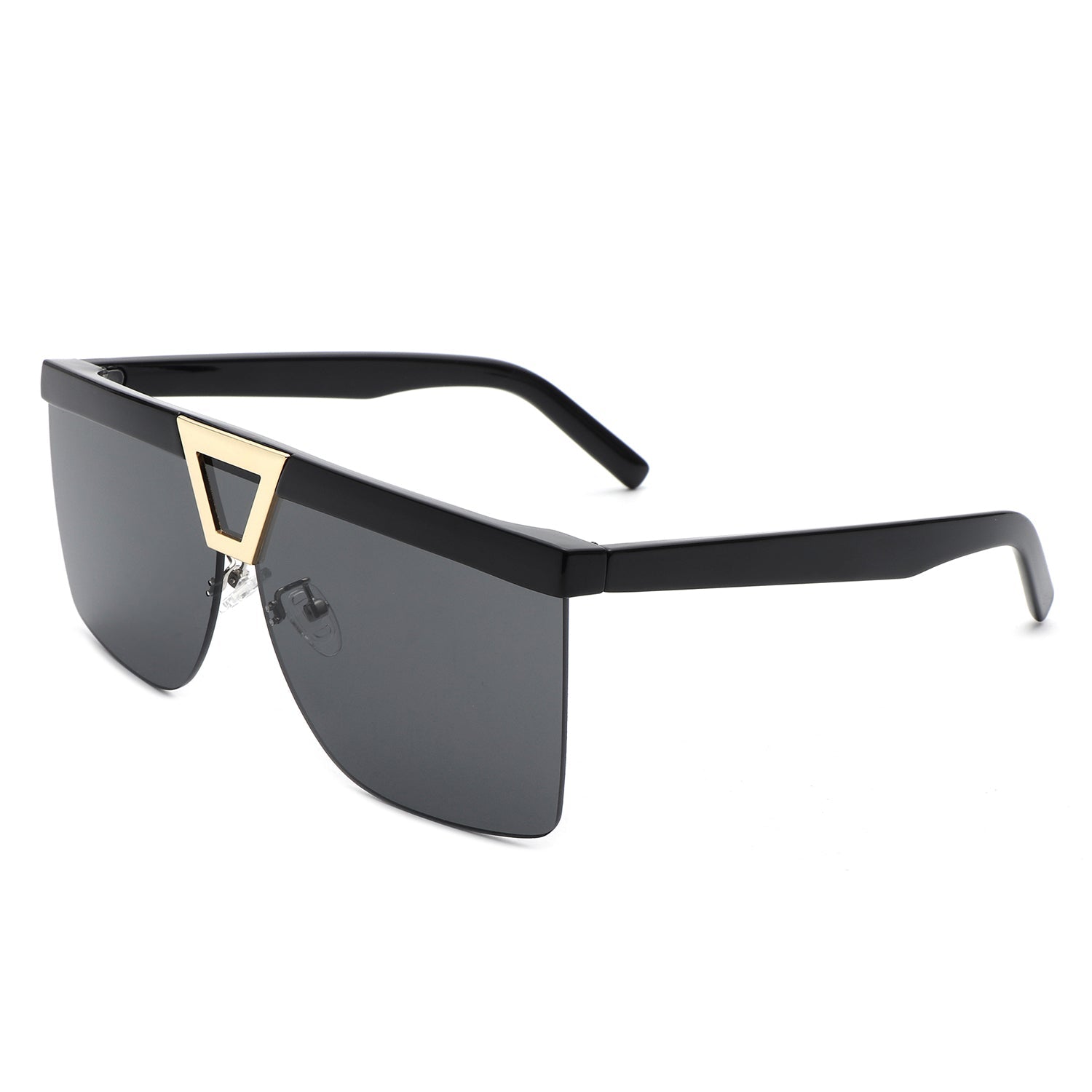 Starview - Oversized Half Frame Tinted Square Sunglasses-3