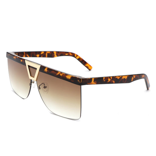 Starview - Oversized Half Frame Tinted Square Sunglasses-0