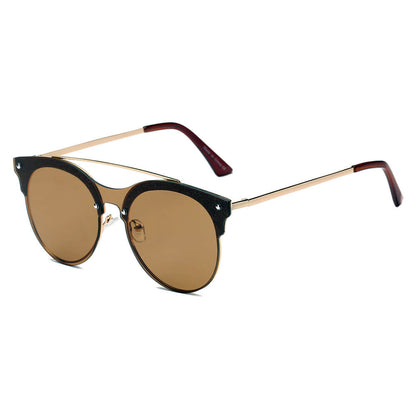 ENDICOTT | Round Circle Brow-Bar Tinted Lens Sunglasses-0