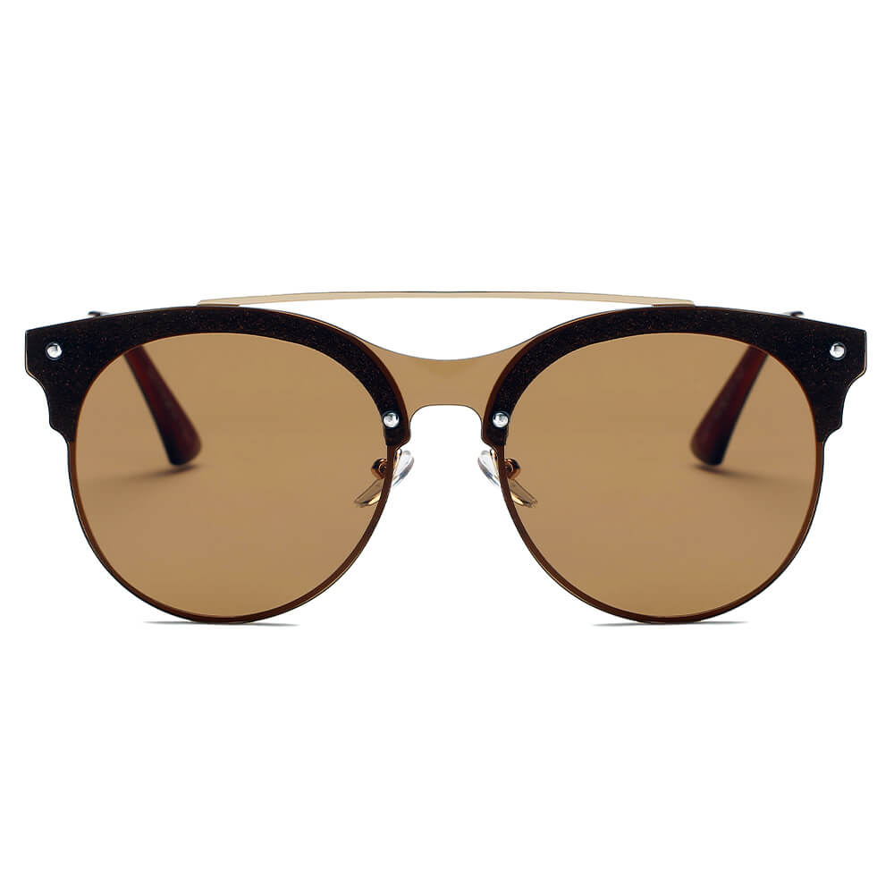 ENDICOTT | Round Circle Brow-Bar Tinted Lens Sunglasses-1