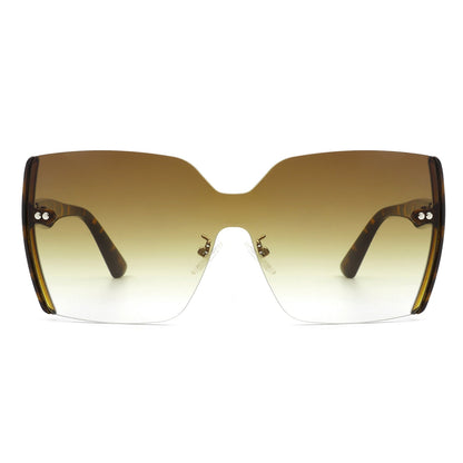 Xanadune -  Square Oversize Half Frame Tinted Retro Fashion Women Sunglasses-3