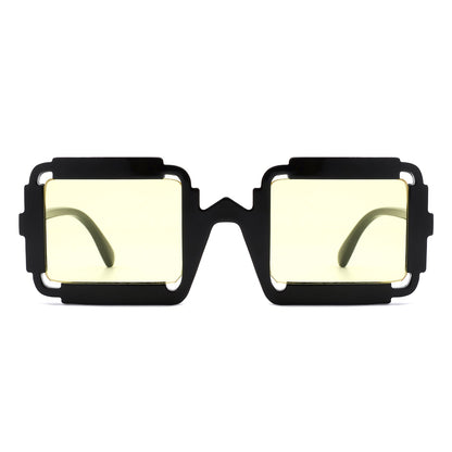 Luminite - Square Retro Irregular Frame Futuristic Fashion Tinted Sunglasses-9