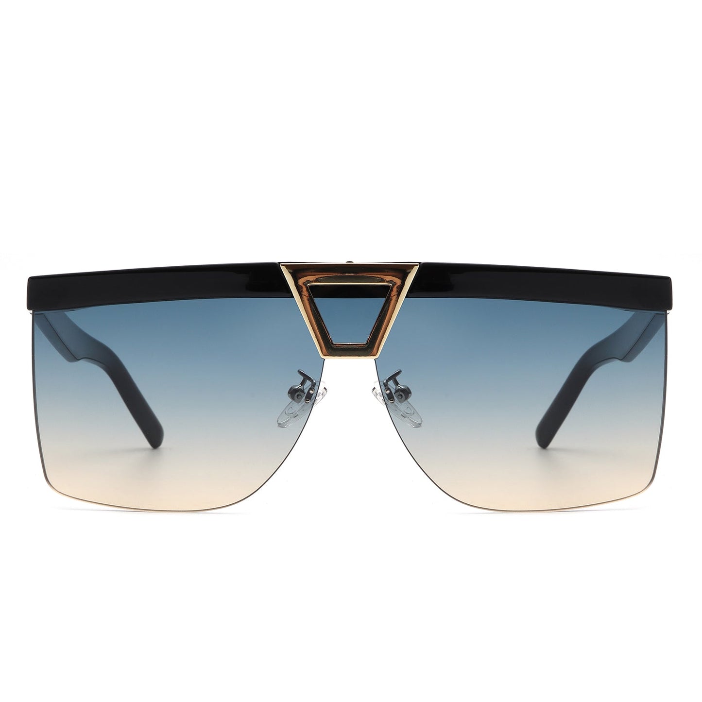 Starview - Oversized Half Frame Tinted Square Sunglasses-4