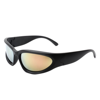 Starfall - Sporty Rectangle Oval Y2K Wrap Around Unisex Fashion Sunglasses-0