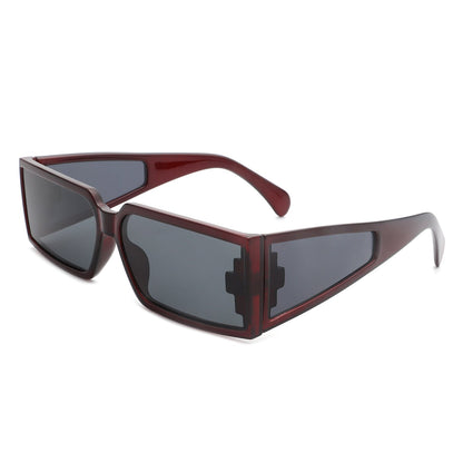 Daylumin - Rectangle Retro Chunky Square Wrap Around Sunglasses-5