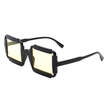 Luminite - Square Retro Irregular Frame Futuristic Fashion Tinted Sunglasses-7