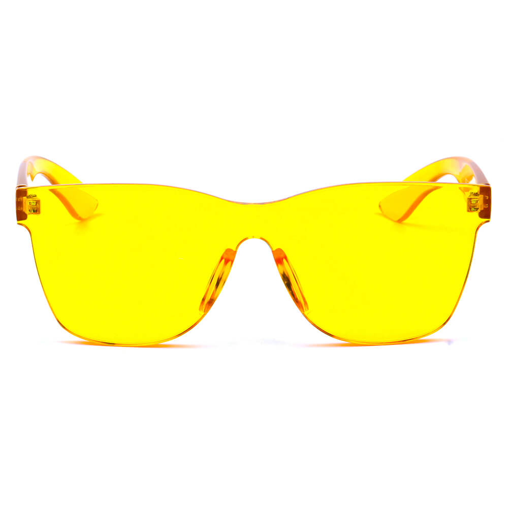 LEMOORE | Retro Flat Lens Candy Color Square Rimless Tinted Colorful Lenses Sunglasses-5