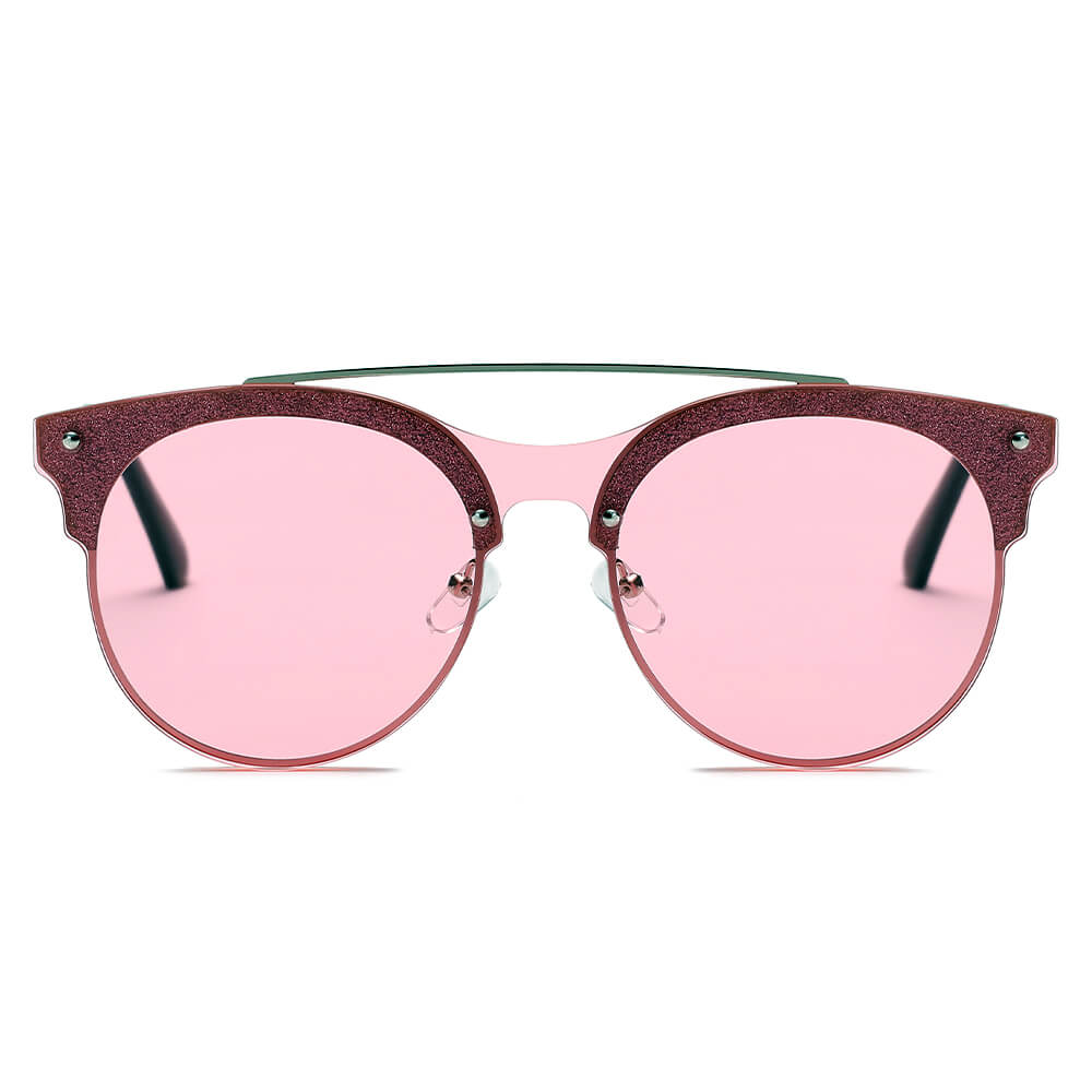 ENDICOTT | Round Circle Brow-Bar Tinted Lens Sunglasses-3