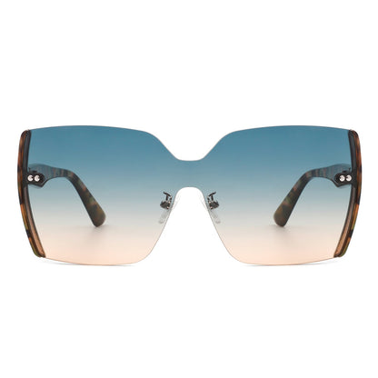 Xanadune -  Square Oversize Half Frame Tinted Retro Fashion Women Sunglasses-1