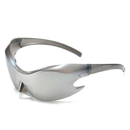 Whiestan - Futuristic Mirrored Sleek Wrap Around Sports Sunglasses-6