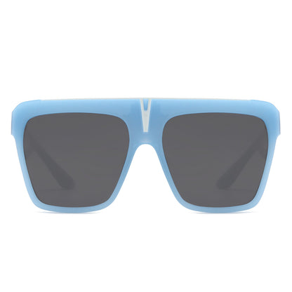 Kallias - Oversize Square Flat Top Large Fashion Women Sunglasses-6