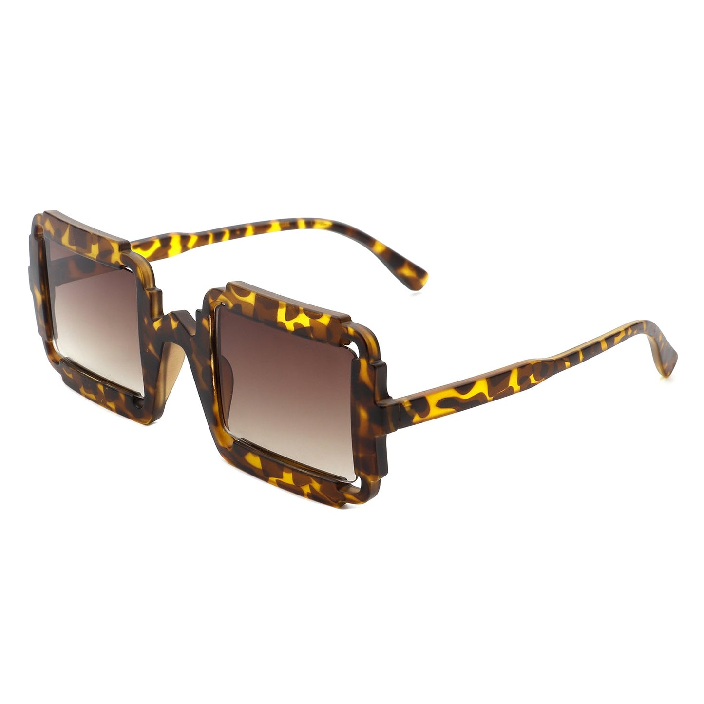 Luminite - Square Retro Irregular Frame Futuristic Fashion Tinted Sunglasses-2