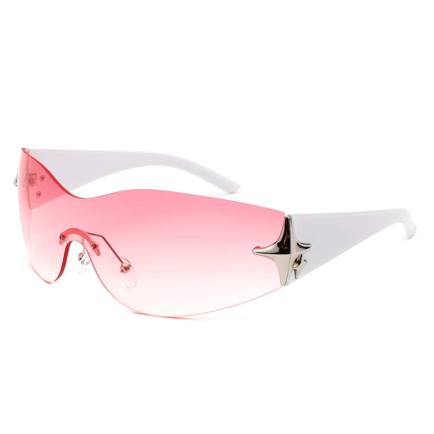 Spark - Sleek Rimless Double Star Fashion Shield Sunglasses-0