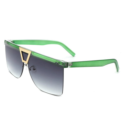 Starview - Oversized Half Frame Tinted Square Sunglasses-6