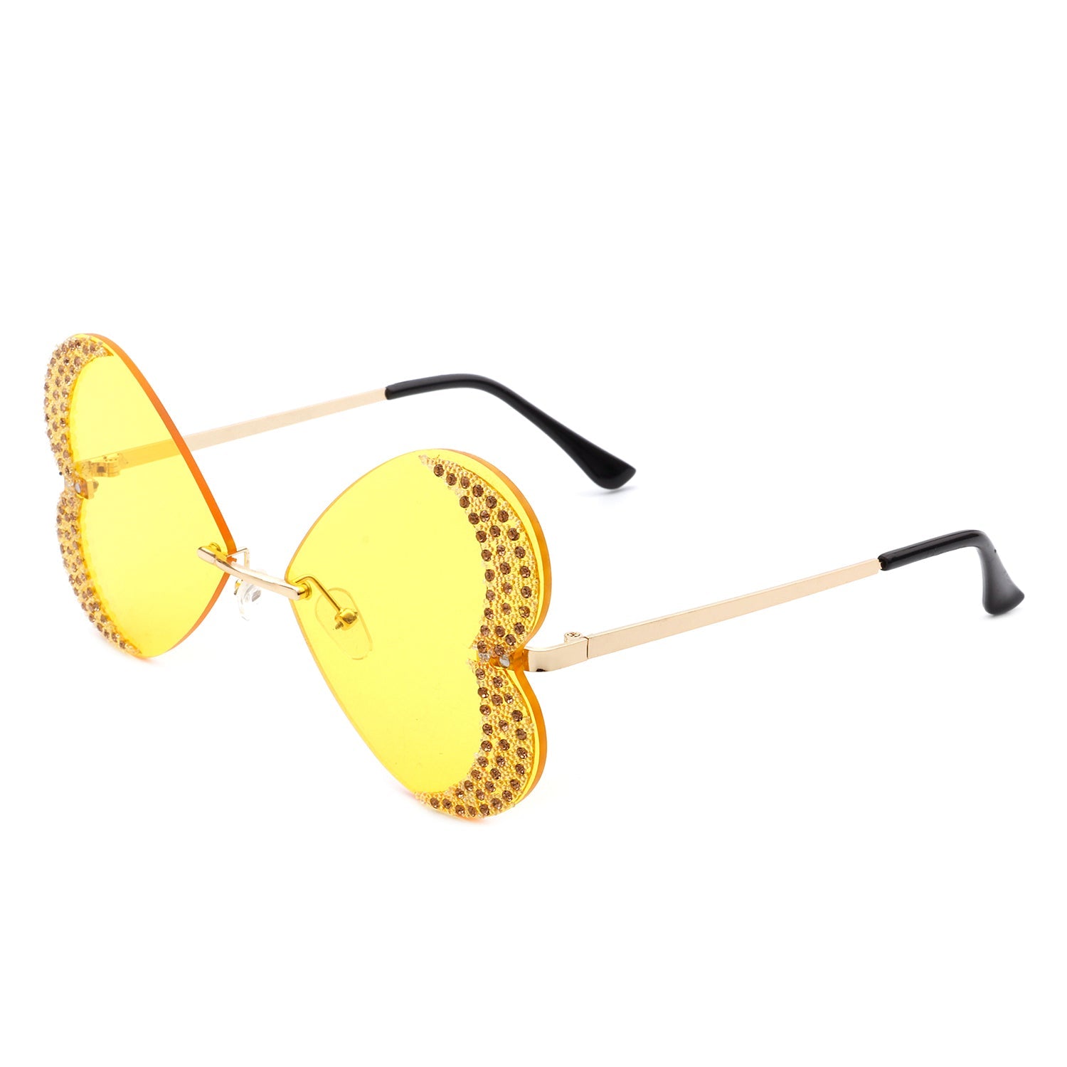 Quixotia - Rimless Butterfly Heart Shape Tinted Fashion Women Sunglasses-9