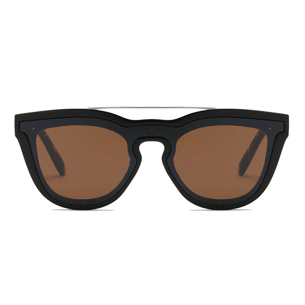 AIEA | Unisex Fashion Brow-Bar Single Flat Lens Round Sunglasses Circle-7