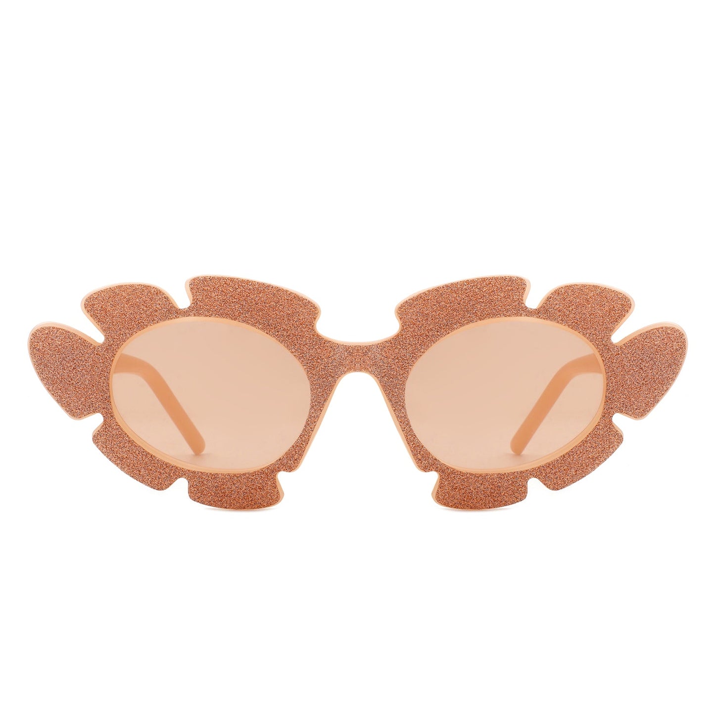Quiveria - Irregular Glitter Round Cut-Out Cat Eye Flower Design Fashion Sunglasses-8